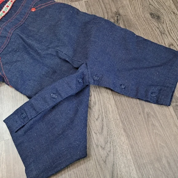 Vintage Healthtex Toddler Girl's Blue Denim Overalls Size 6 Month Made in USA - Picture 4 of 5